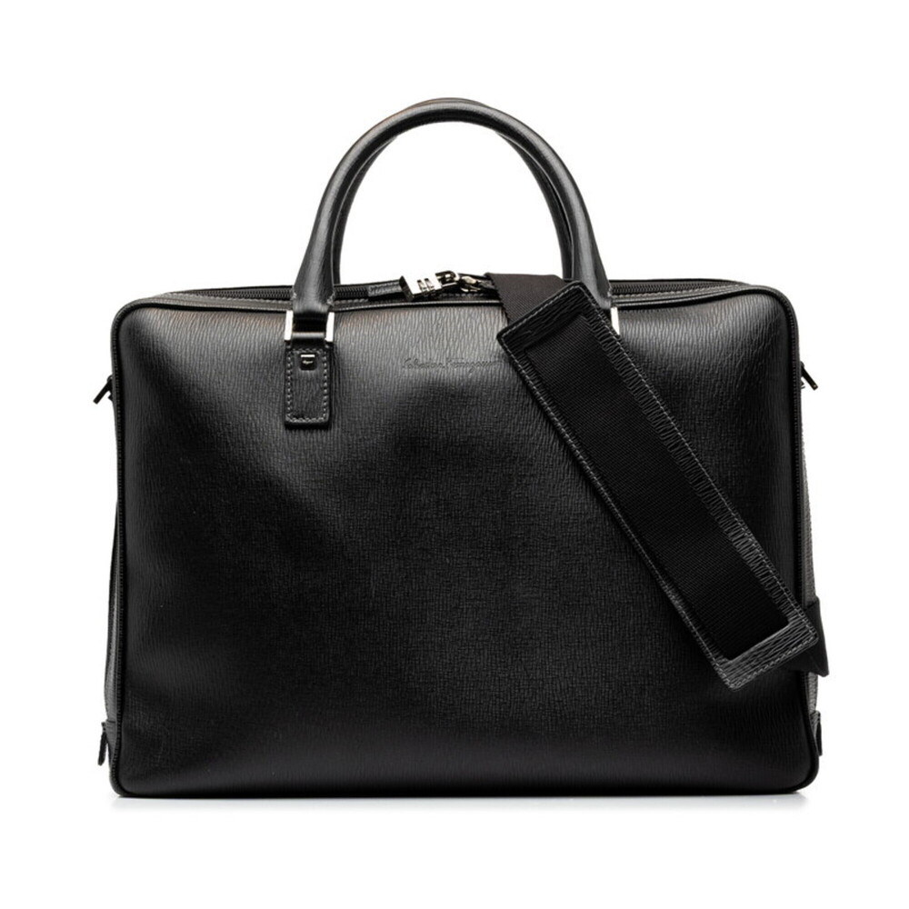 Salvatore Ferragamo Business Bag Briefcase Shoulder 2WAY EO-24 7201 Black Lea...
